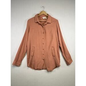 BKE Eased Dusty Rose Textured Tunic Shirt Size Large